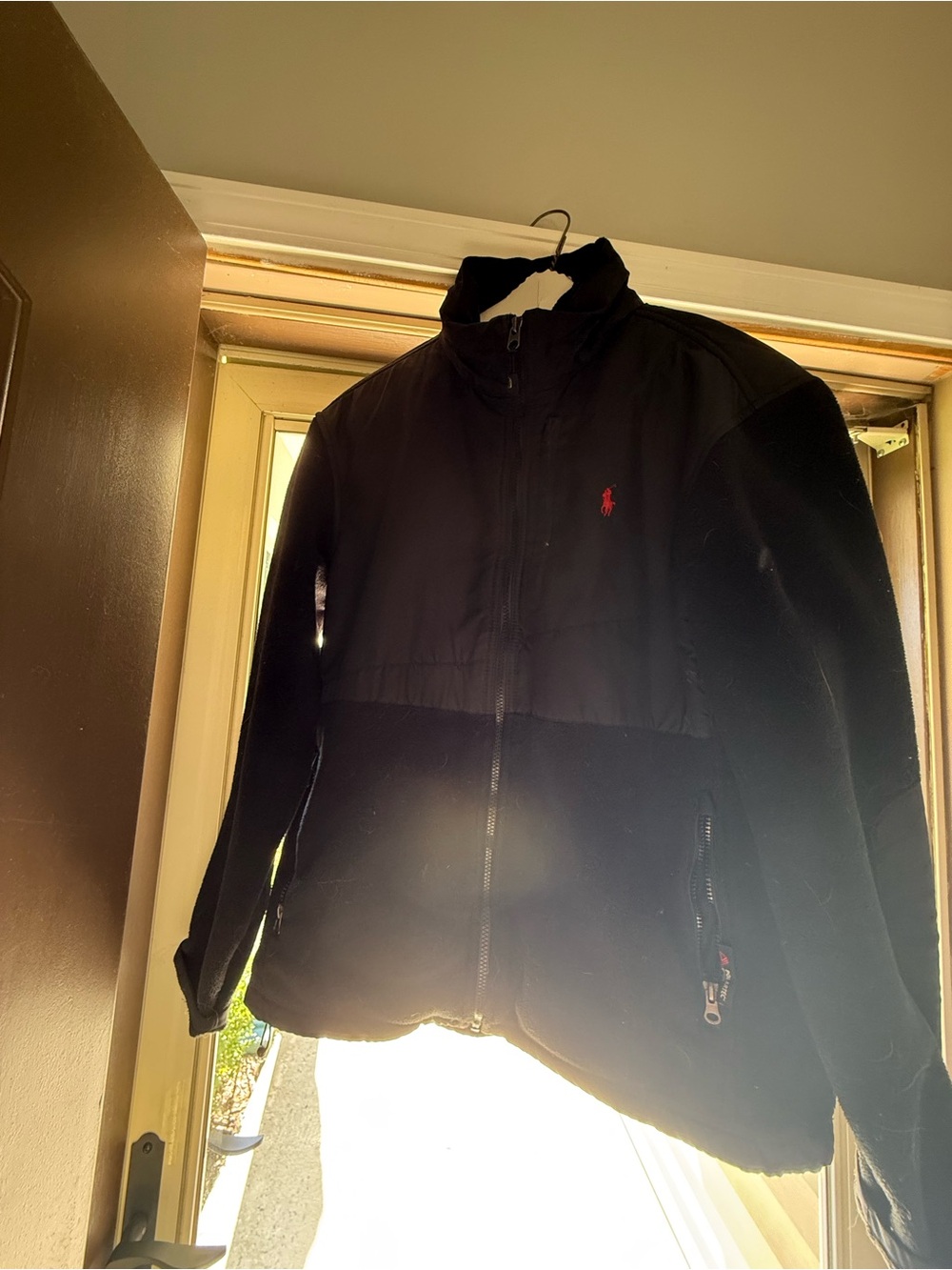 Polo by Ralph Lauren Black Puffer Jacket with Red Polo Emblem